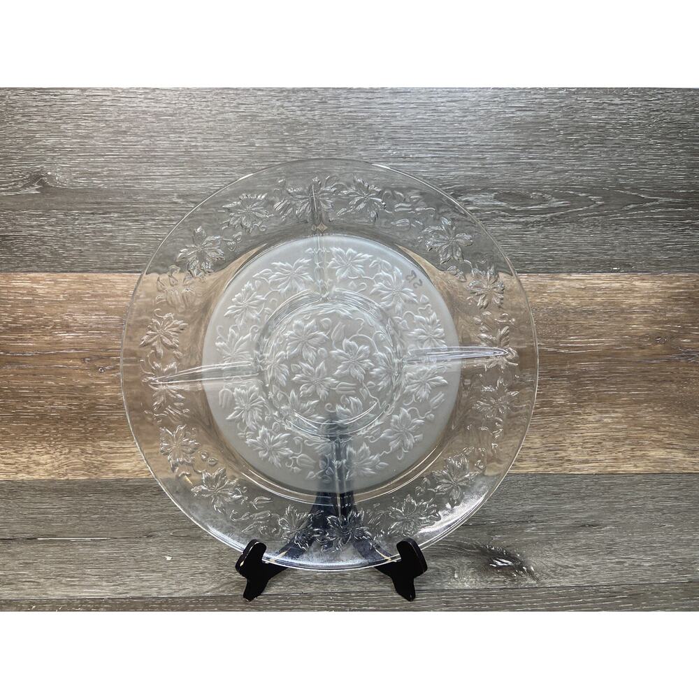 Princess House Crystal Fantasia DIVIDED RELISH SERVING TRAY Clear Frosted 13 In.